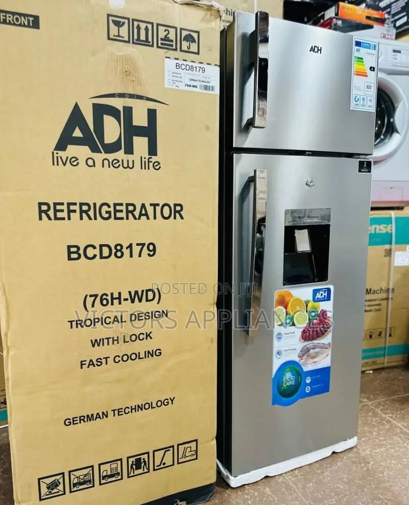 ADH 276L Double Door Fridge With Water Dispenser (Silver)