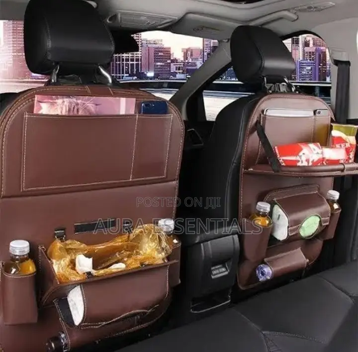 Faux Leather Car Backset Multi- Pocket Folding Organizer