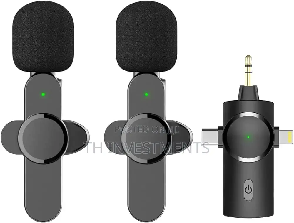Dual Wireless Lavalier Lapel Microphone.