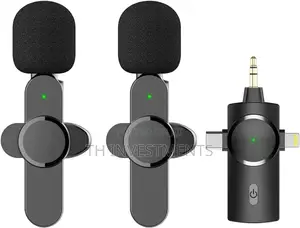 Dual Wireless Lavalier Lapel Microphone.