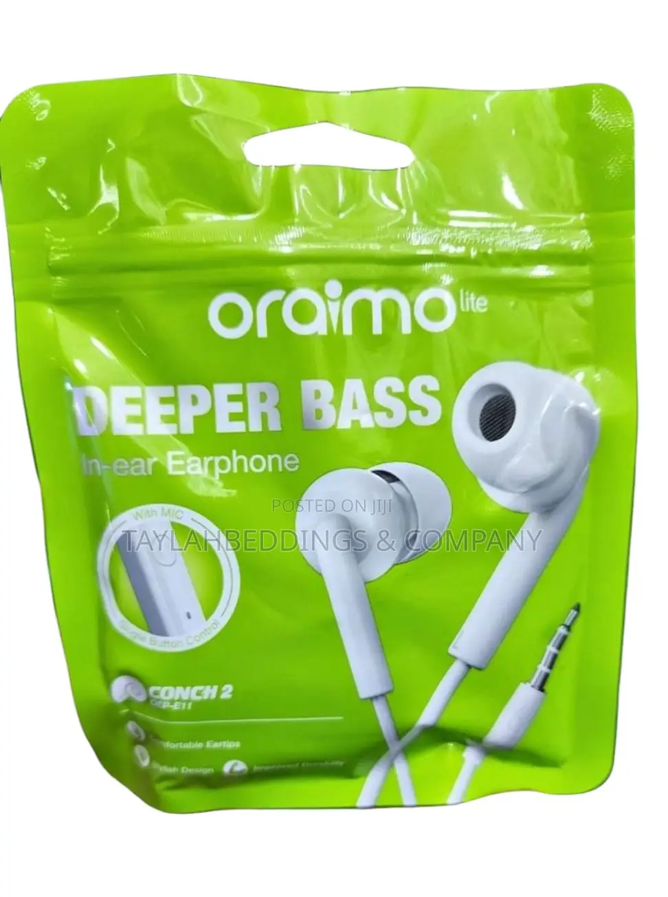 Oraimo OEP-E10 Strong Bass Earphones With Mic – White