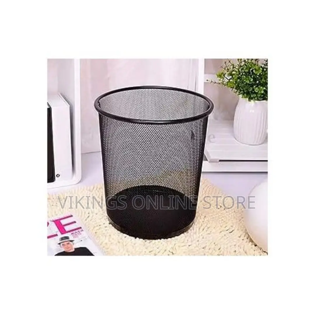 29.8CM*33.8CM Metal Mesh Trash Garbage Basket Black