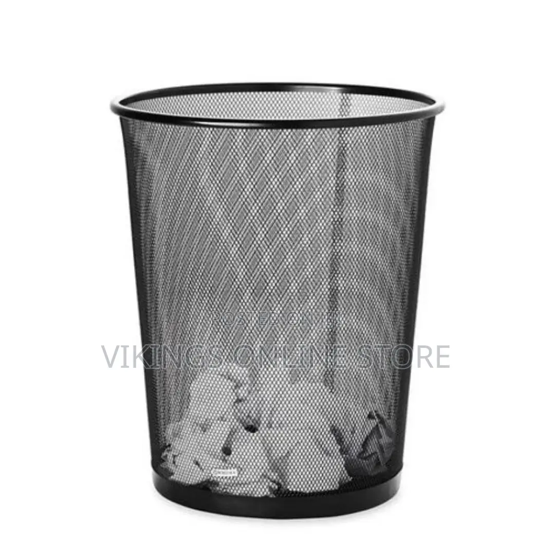 29.8CM*33.8CM Metal Mesh Trash Garbage Basket Black