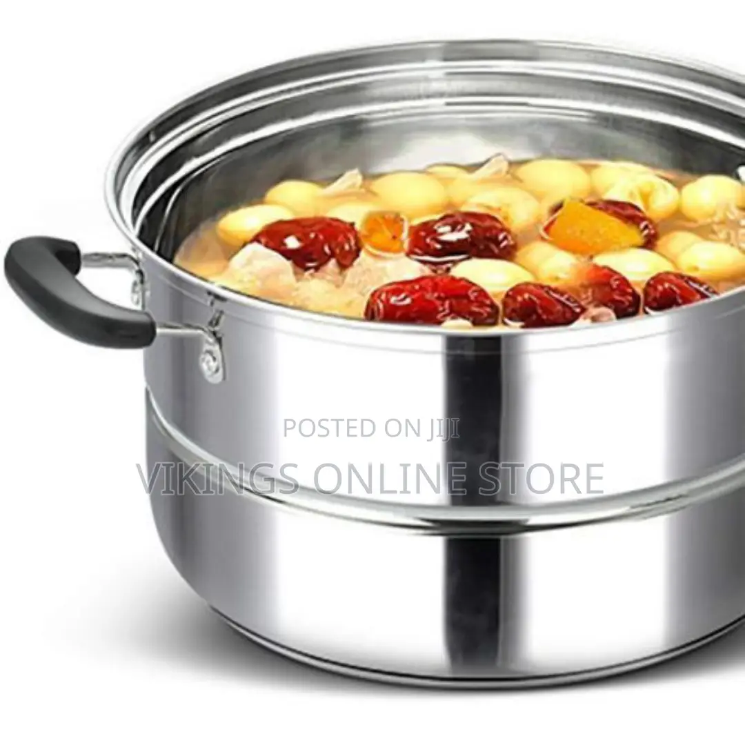3 Layer Stainless Steel Saucepan and Steamer Soup Pot,28cm-.