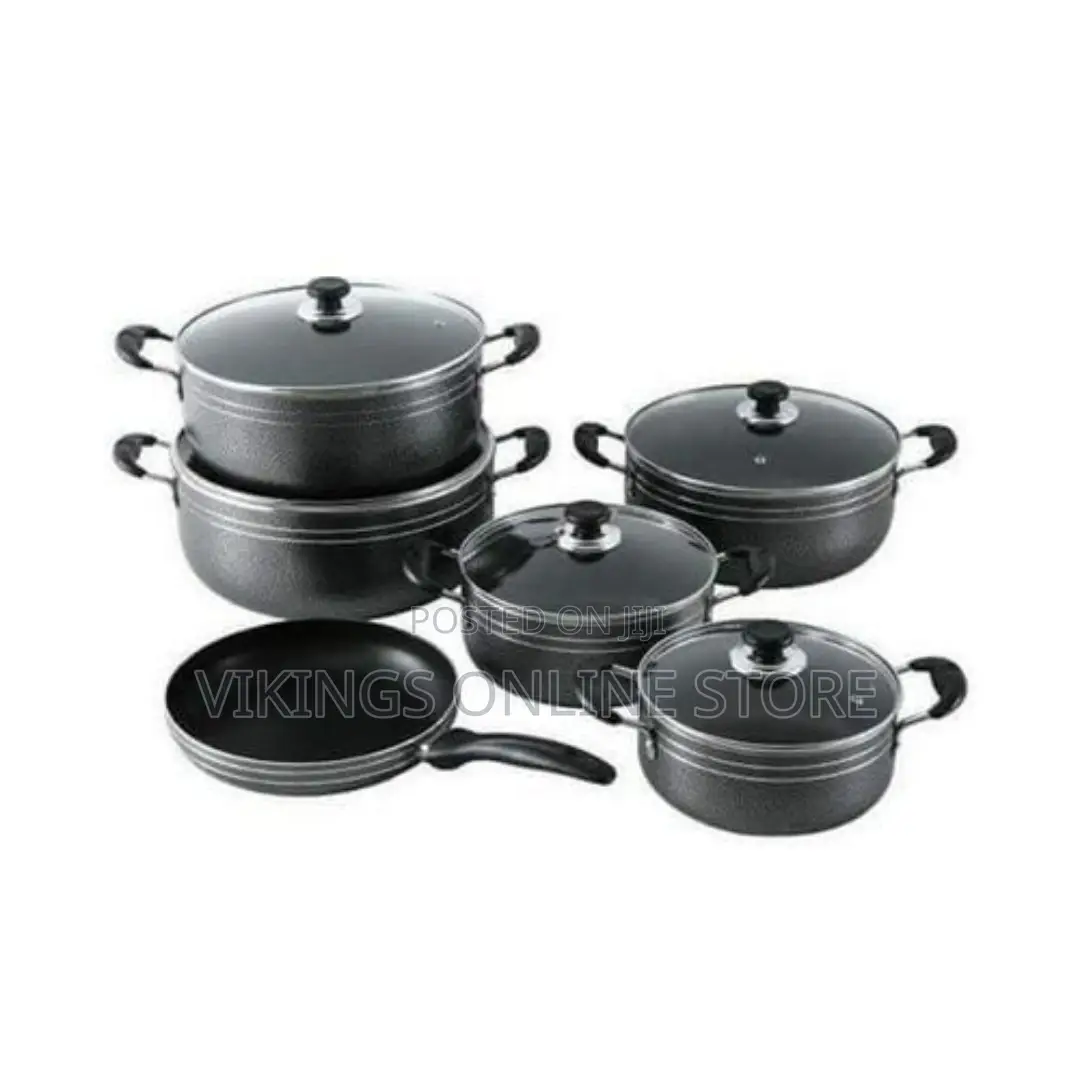Set of 6 Non Stick Cookware Pans - Black
