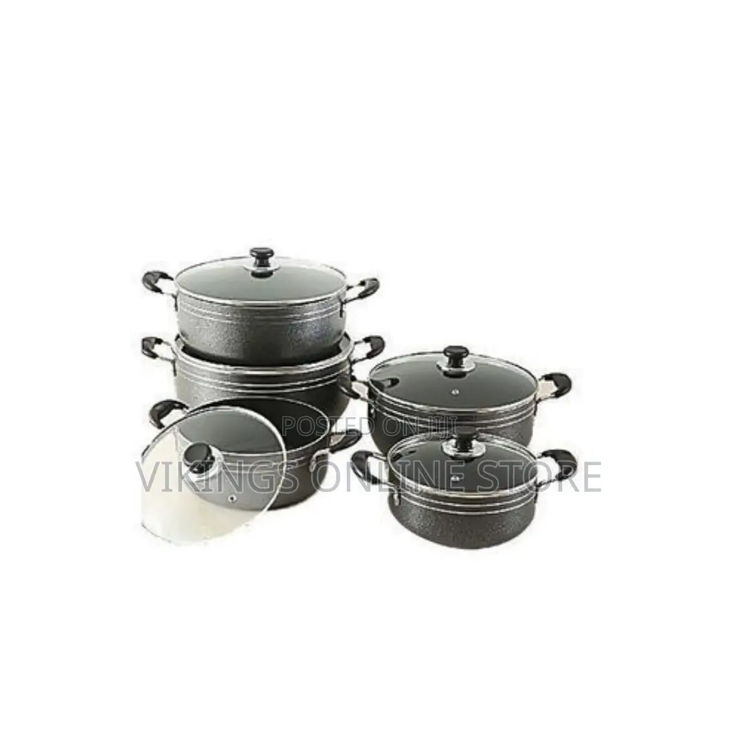 Tornado Aluminium Non-Stick Cooking Pots - 5pcs - Black