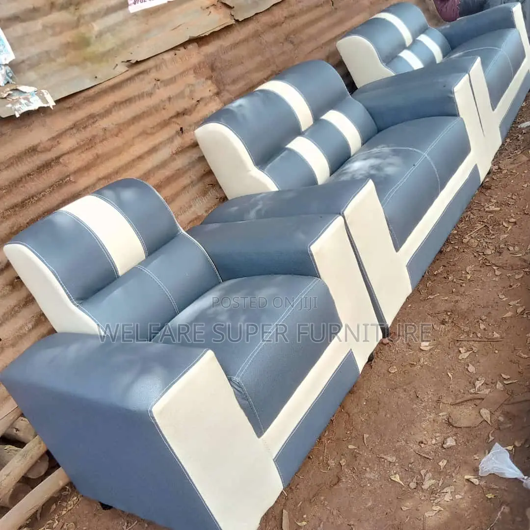 A2:2:1 Simple Leather Seats Chairs Cream and Light Grew