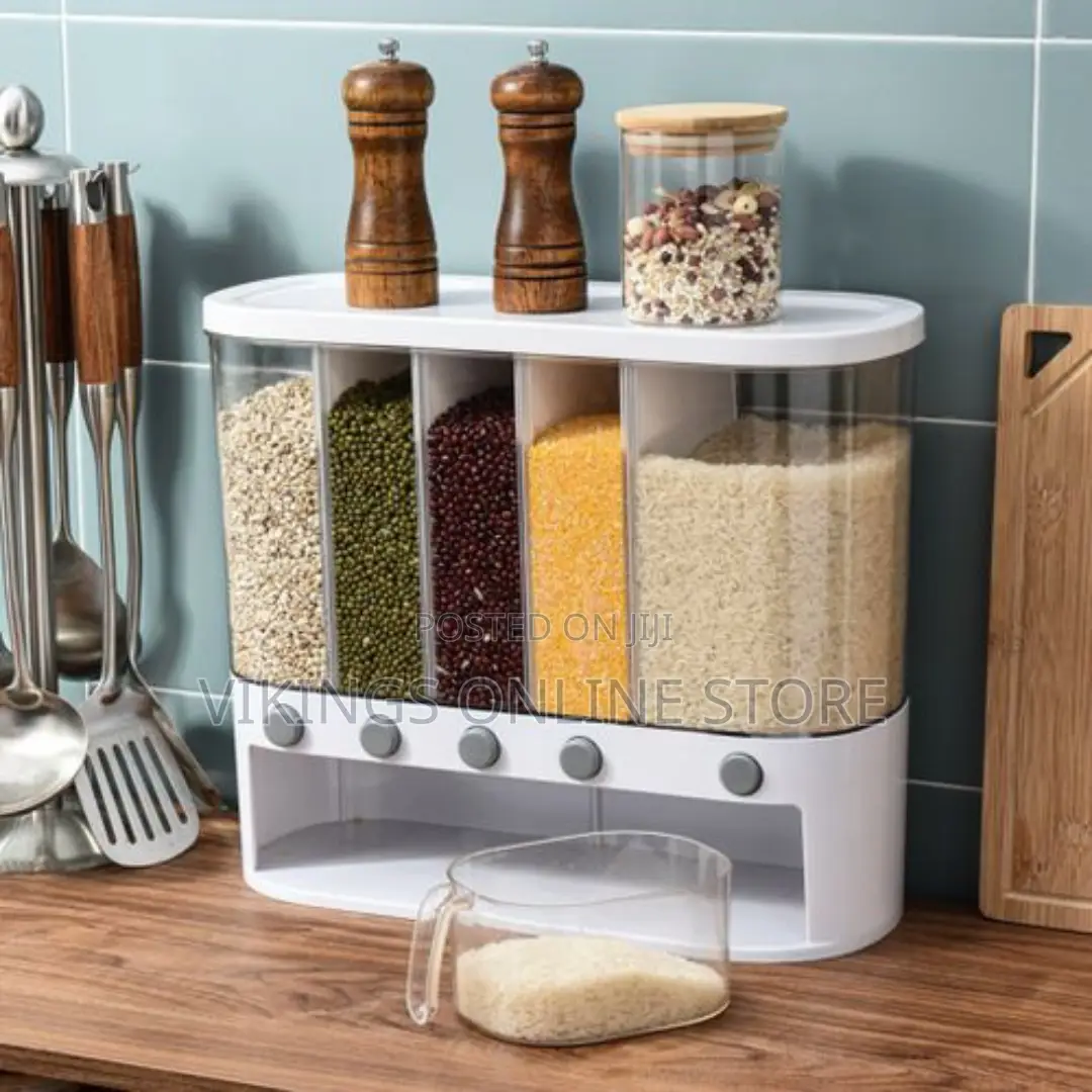 5-Grid Wall Mounted Storage Container 12L Food Dispenser