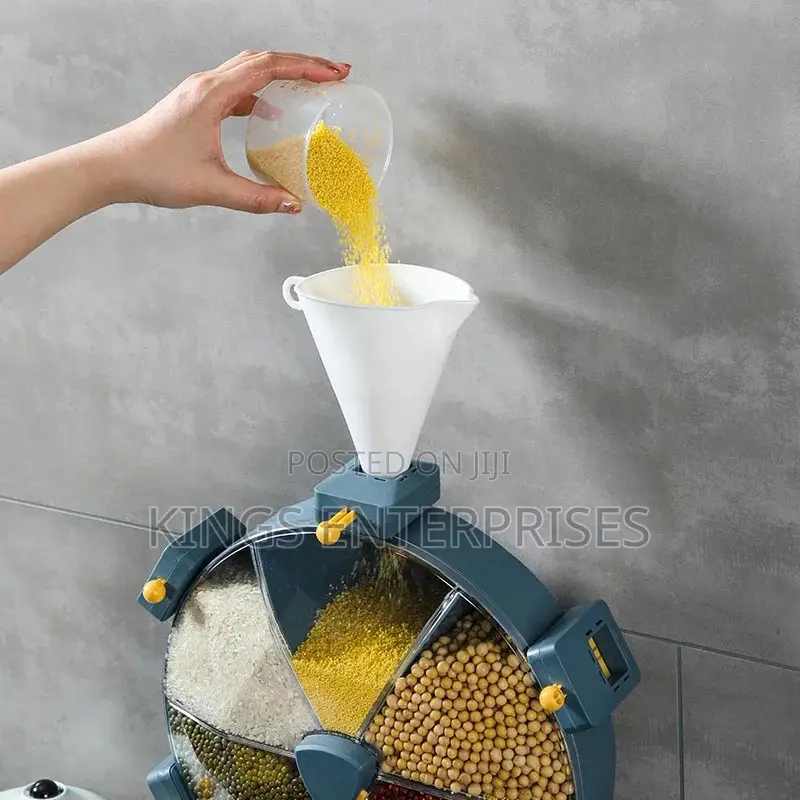 Wall Moonted Wheel Rotating Cereal Dispenser and Storage