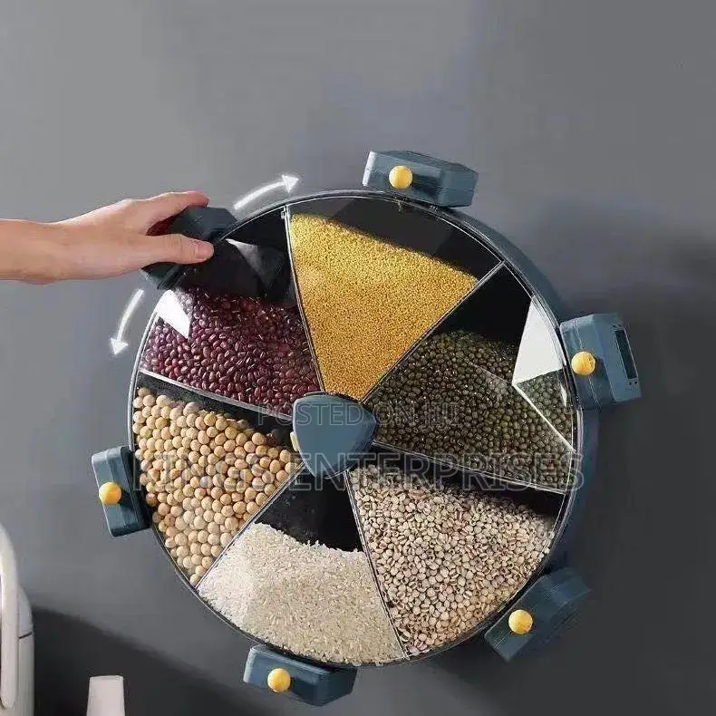 Wall Moonted Wheel Rotating Cereal Dispenser and Storage