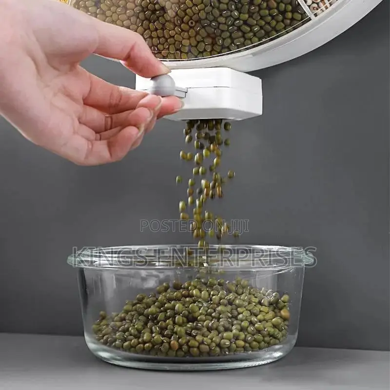 Wall Moonted Wheel Rotating Cereal Dispenser and Storage