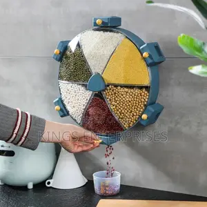Wall Moonted Wheel Rotating Cereal Dispenser and Storage