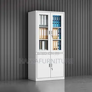 Metallic Office Cabinet Half Glass