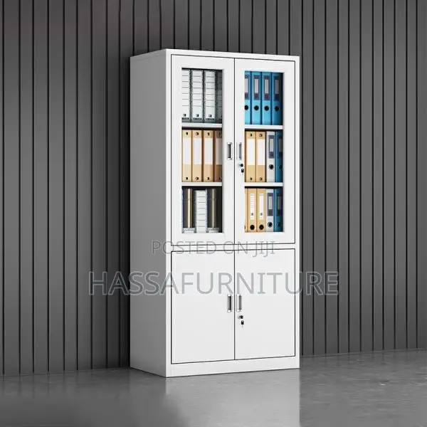 Metallic Office Cabinet Half Glass