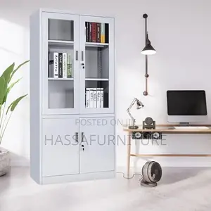 Metallic Office Cabinet Half Glass