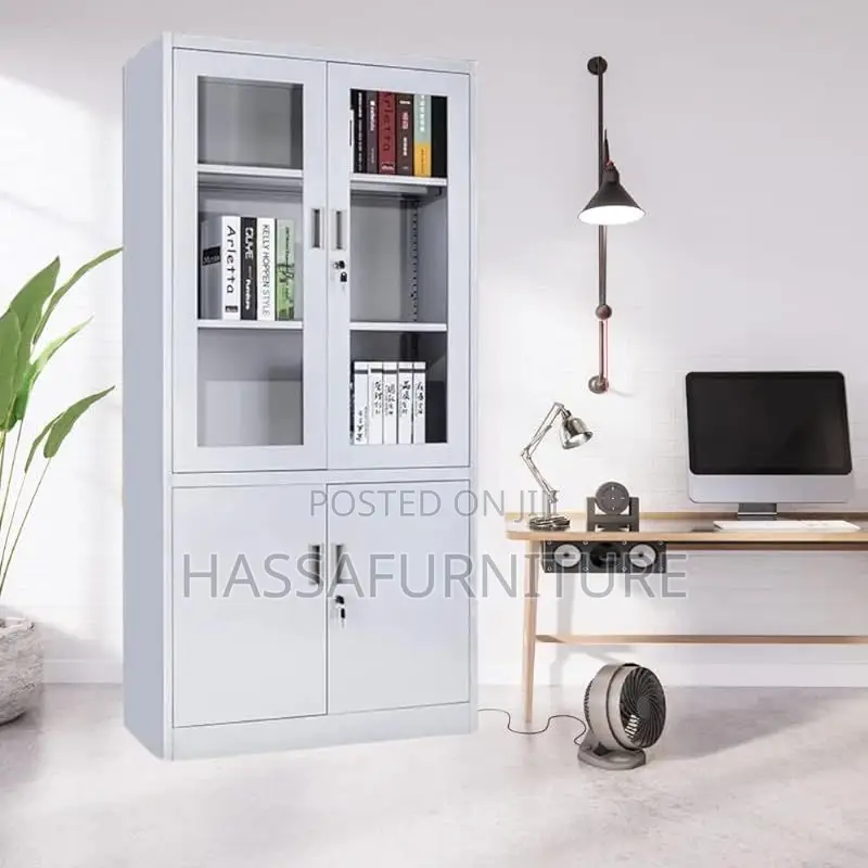 Metallic Office Cabinet Half Glass