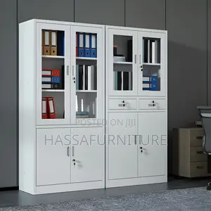 Metallic Office Cabinet Half Glass