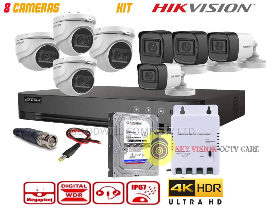 HIK 8 Channel CCTV Camera Full Kit Colored 24/7 Ndilhg