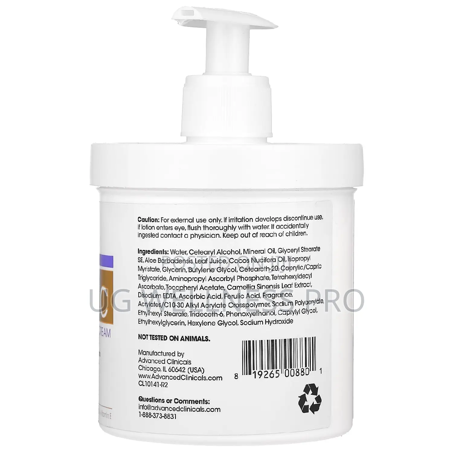 Vitamin C, Advanced Brightening Cream, 1 Lb (16 Oz)