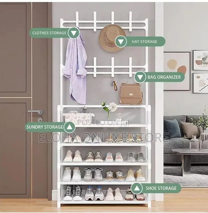 5-Tier Storage Shelves and 8 Double Hooks,