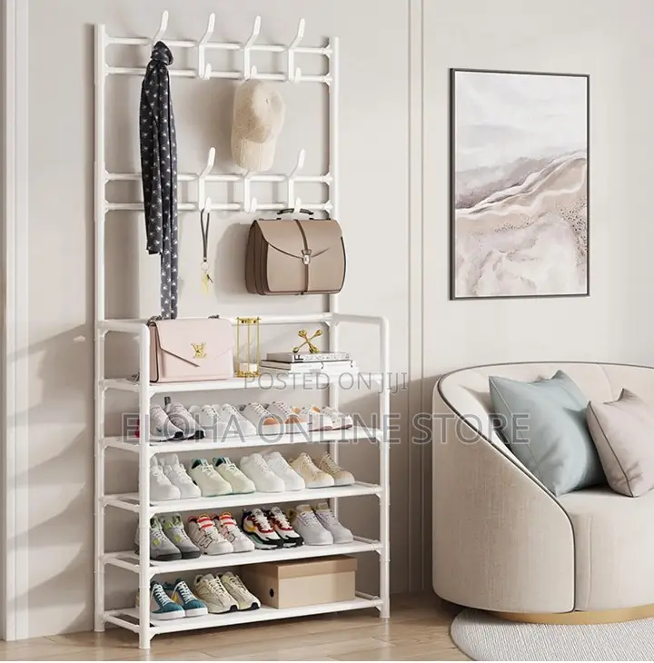 5-Tier Storage Shelves and 8 Double Hooks,
