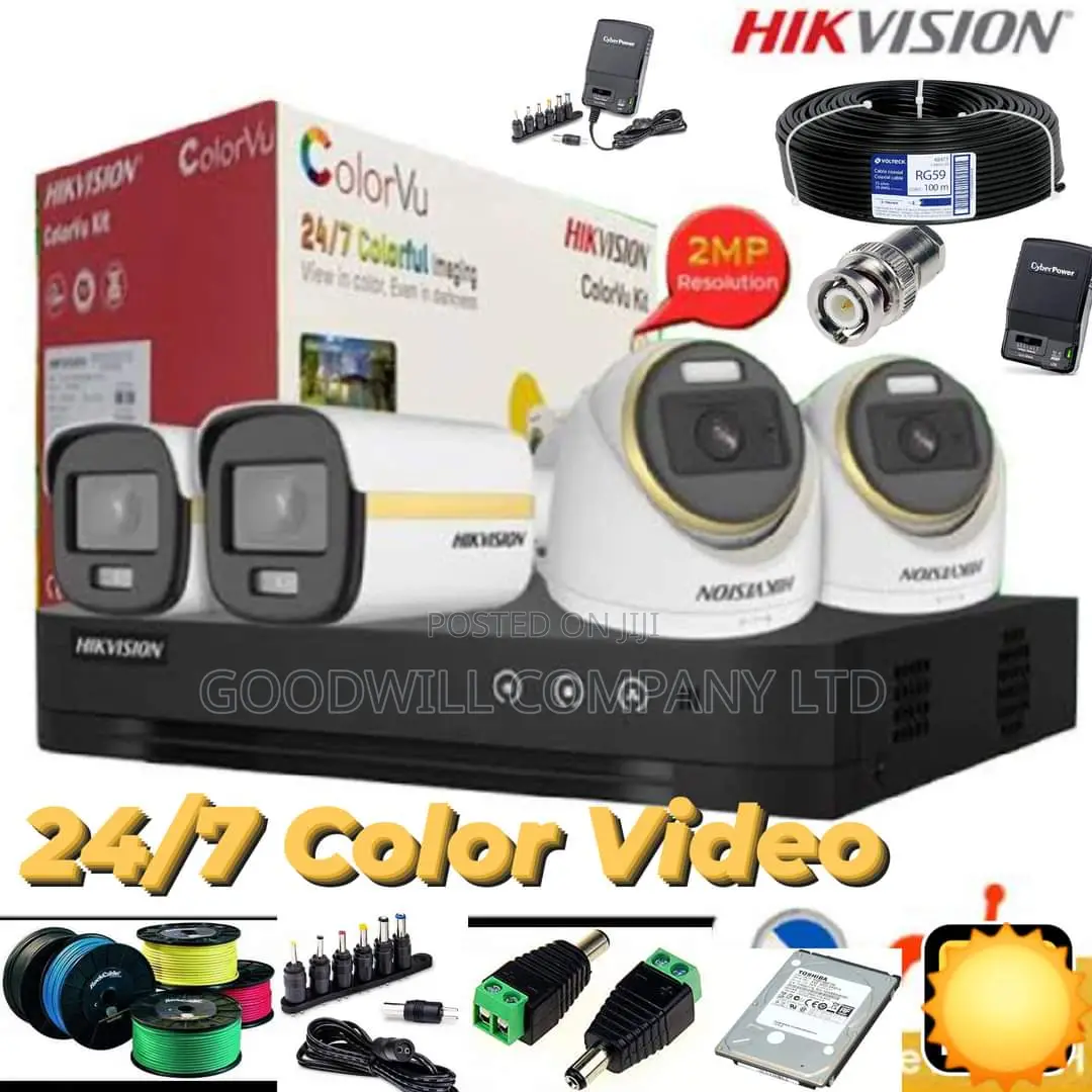 Hik 4 Channel CCTV Camera Full Kit Colored Colorvu 24/7 Gniz