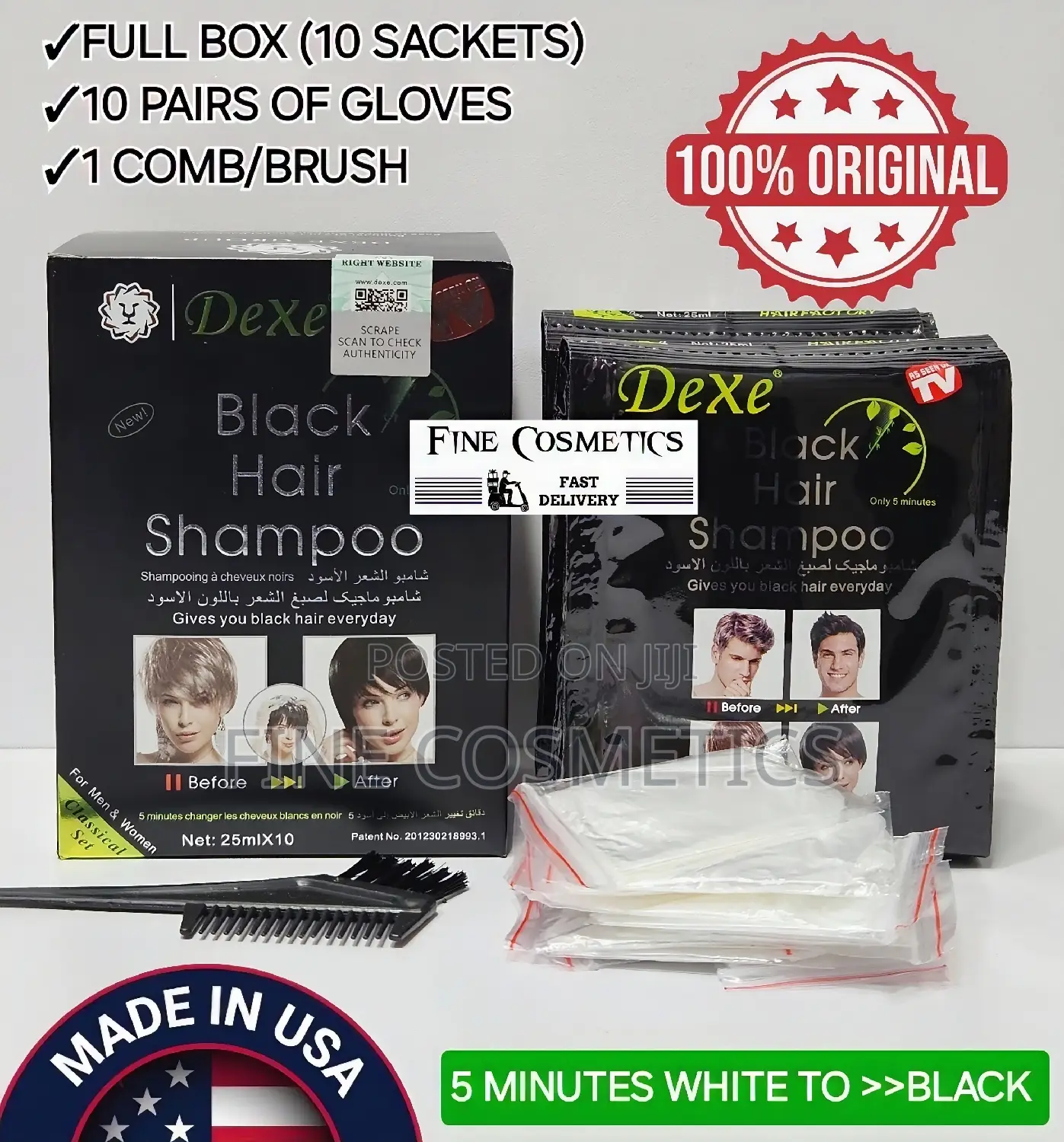 10sackets | Original Dexe Black Hair Shampoo Hair Darkening.