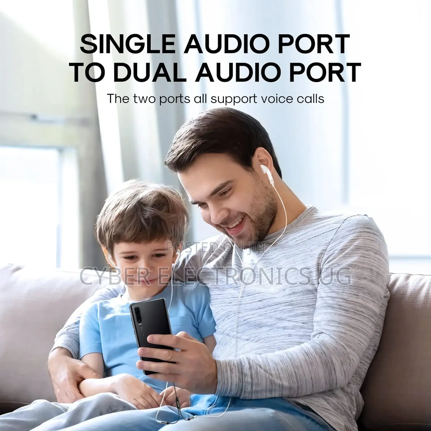 Headphone Male to 2-Female Y-Splitter Audio Cable