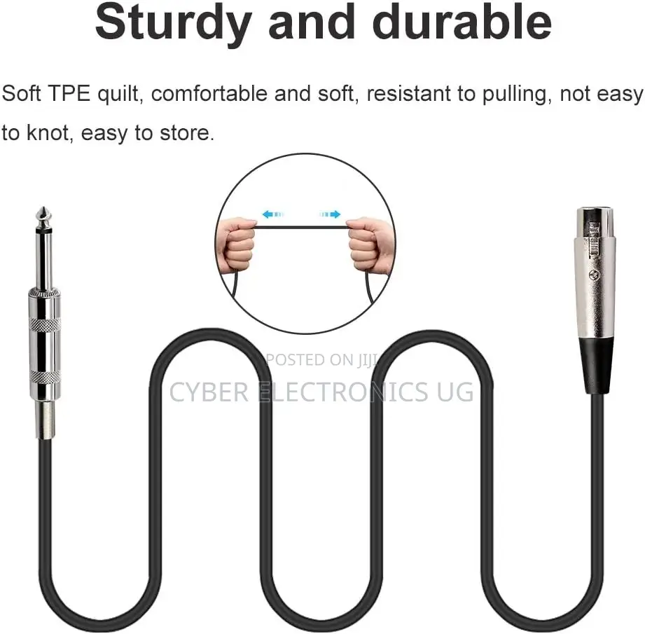 5m XLR Female to Mono Jack Unbalanced Microphone Cable