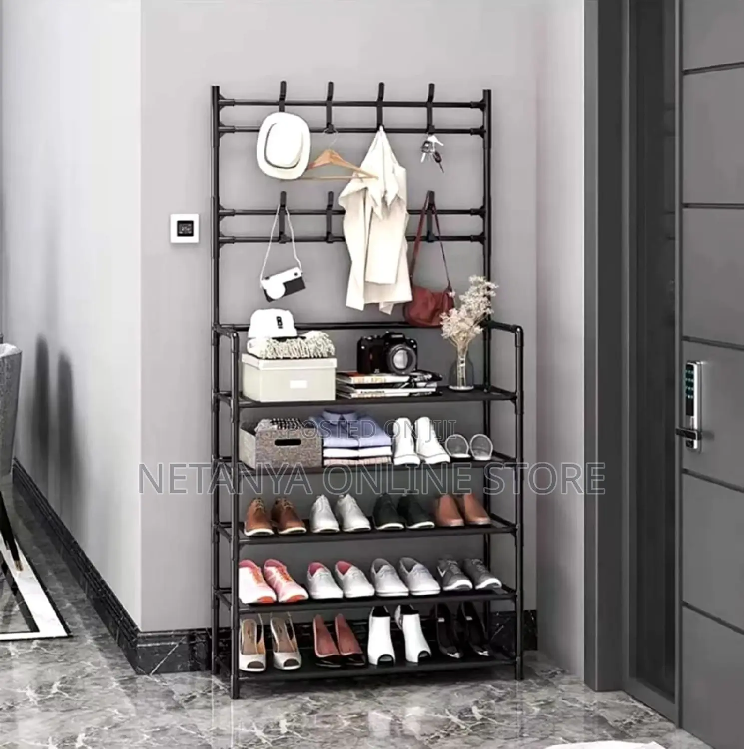 Multifunctional 5tier Coat Organizer and Shoe Rack