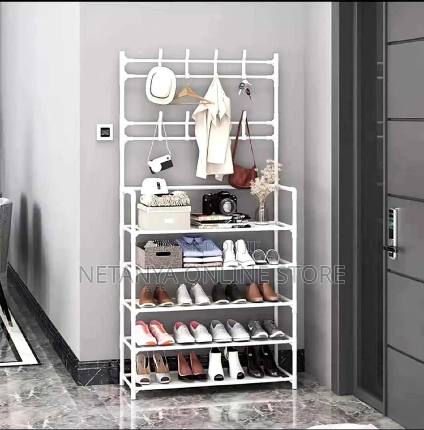 Multifunctional 5tier Coat Organizer and Shoe Rack