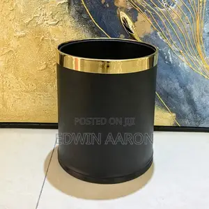 10L Open Top Leather Metal Trash Can