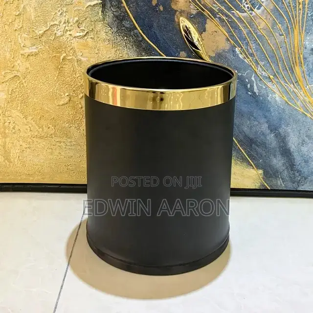 10L Open Top Leather Metal Trash Can