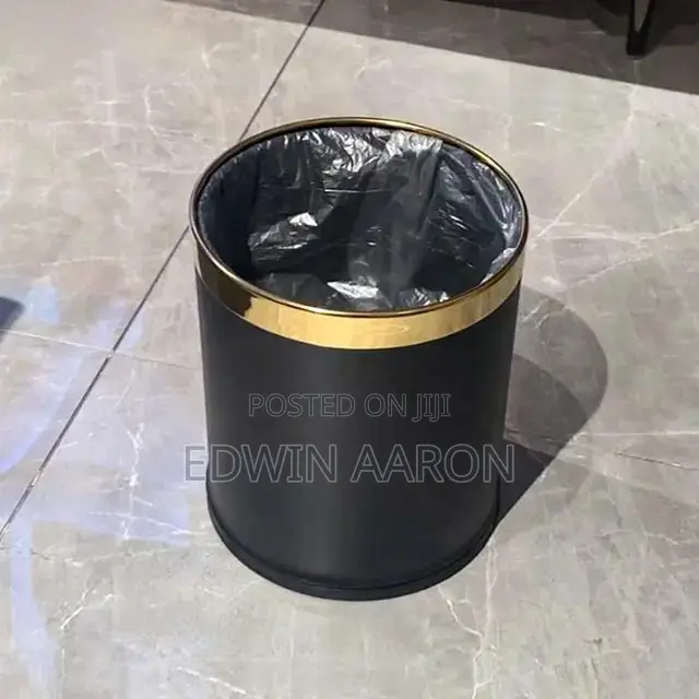 10L Open Top Leather Metal Trash Can