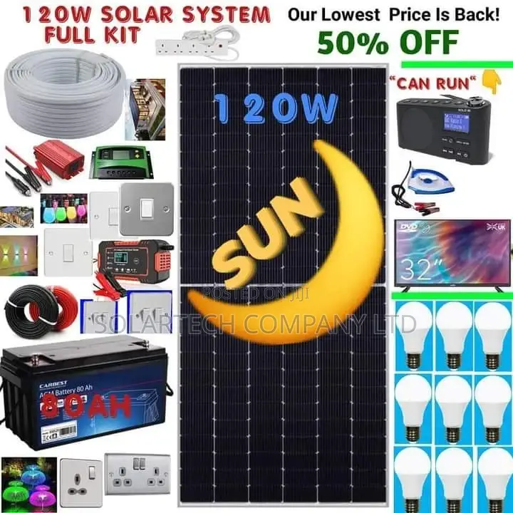 120W and 80ah Solar System Full Kit