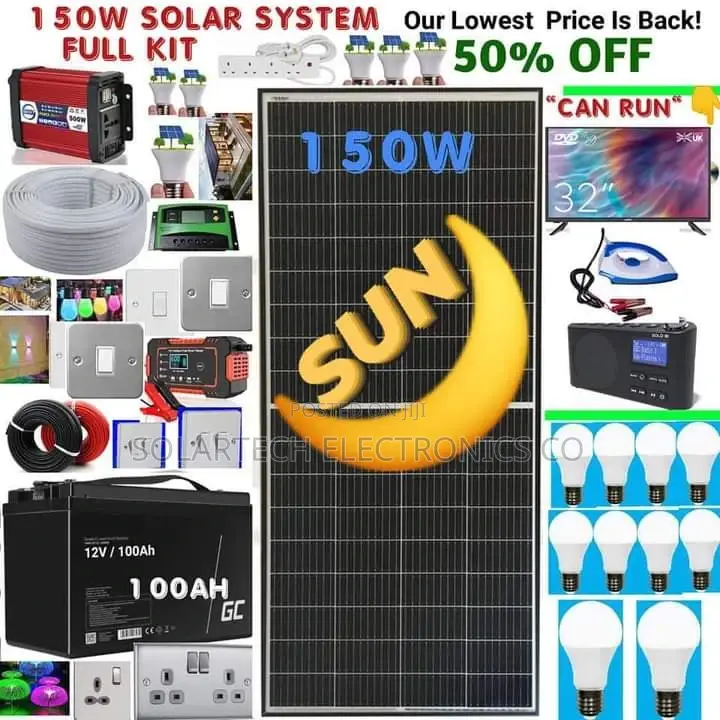 150W and 100ah Solar System Full Kit