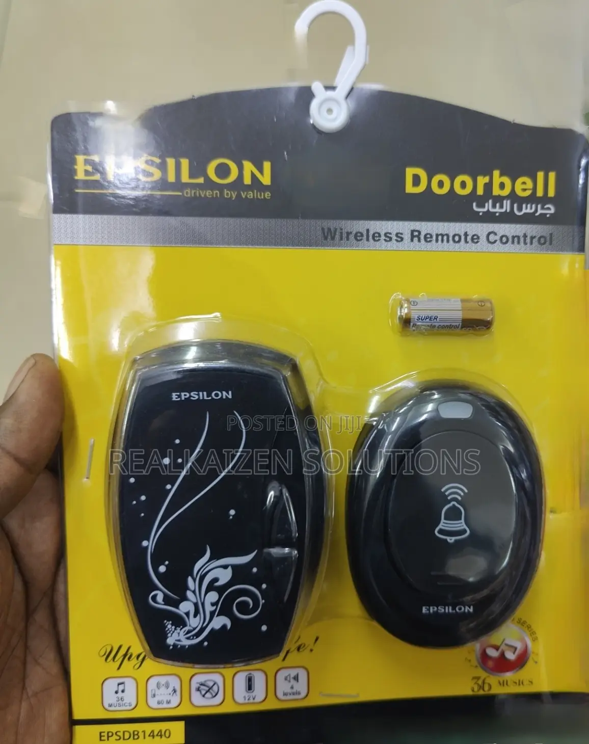 EPSILON Black Wireless Remote Control Doorbell 80meters