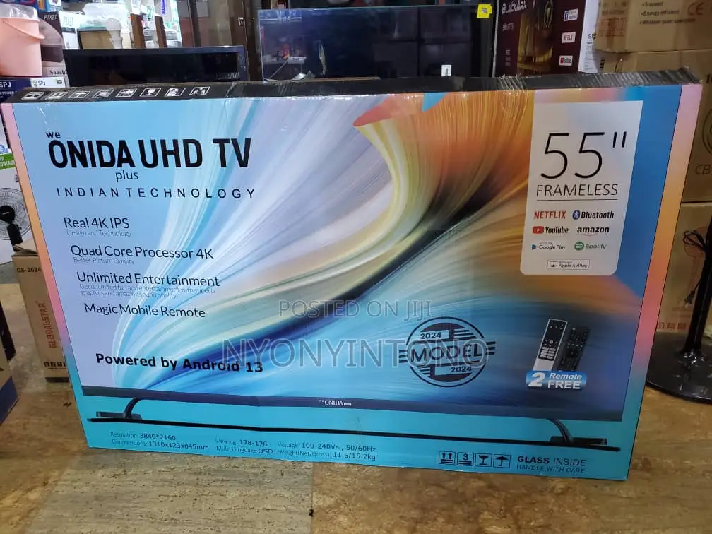 Onida 55" Smart Android Frameless UHD Tv.