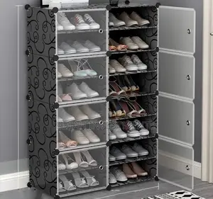 8 Tier Plastic Shoe Rack With a Transparent Door