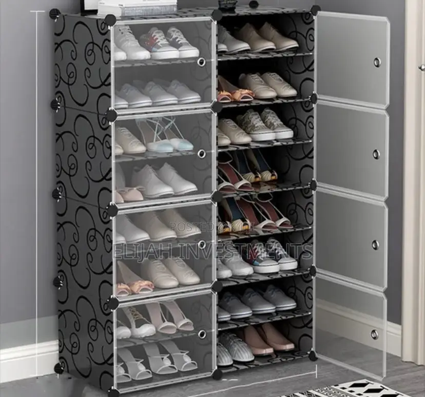8 Tier Plastic Shoe Rack With a Transparent Door