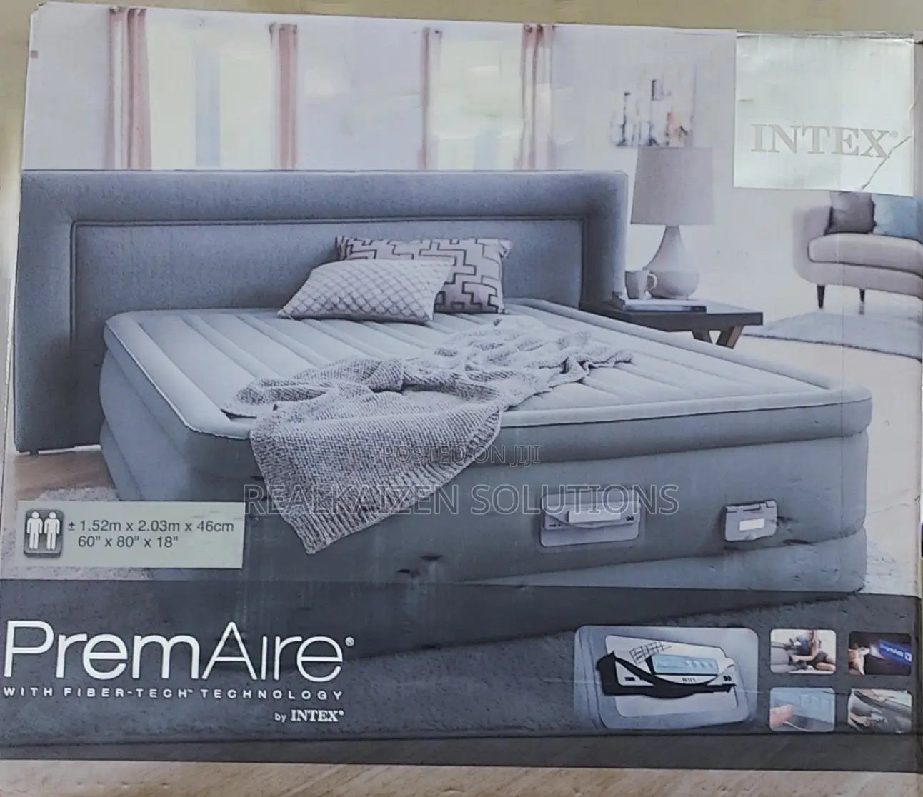 INTEX Premaire Queen Dream Support Airbed| Headrest| Pump