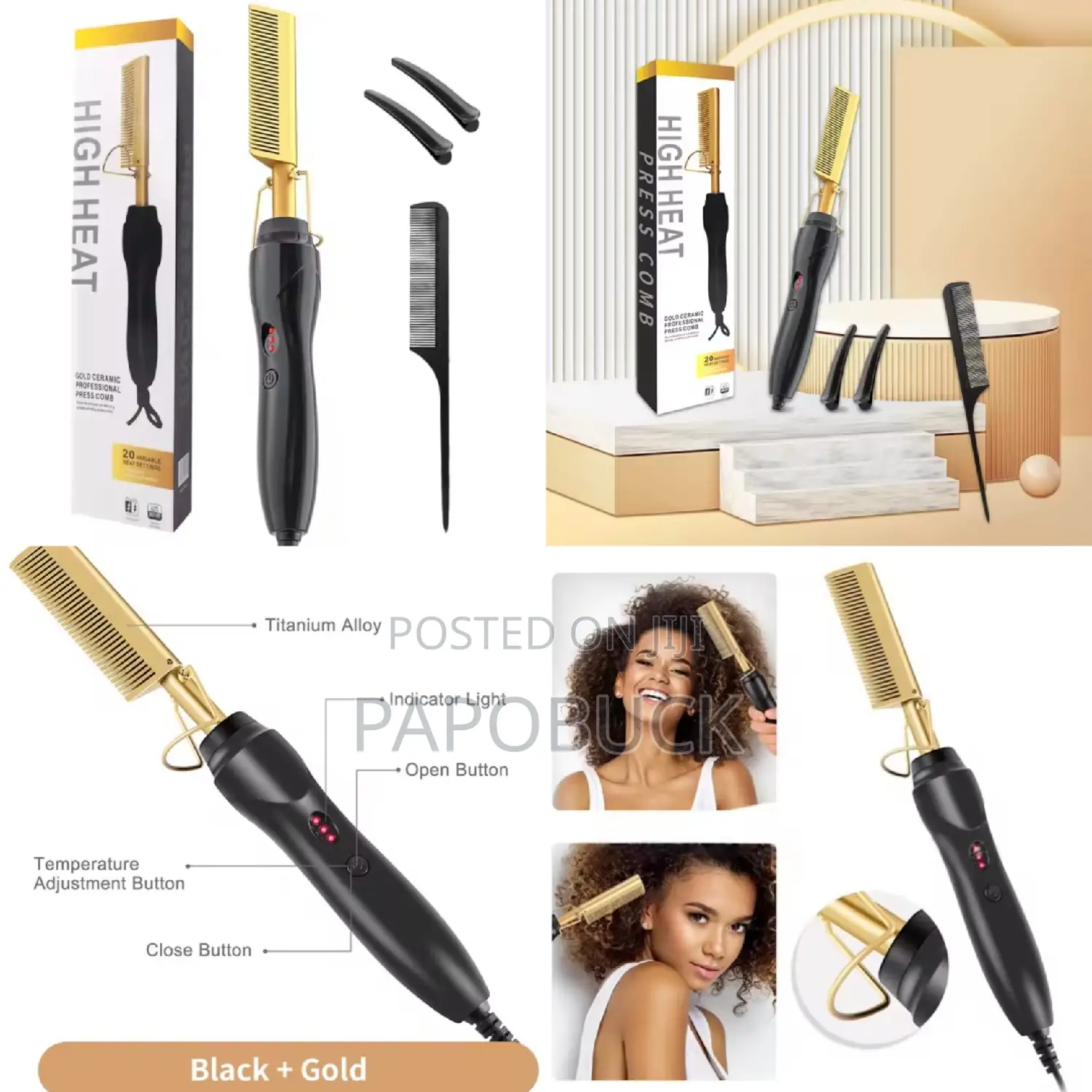 Gold Ceramic Professional Press Comb