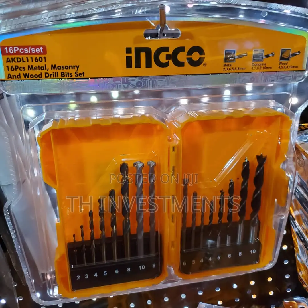 16pcs Metal, Masonry and Wood Drill Bits.