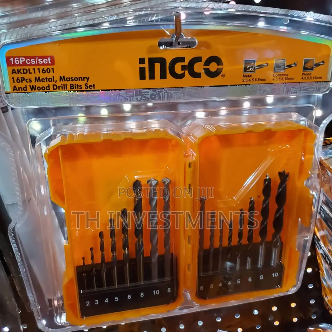 16pcs Metal, Masonry and Wood Drill Bits.