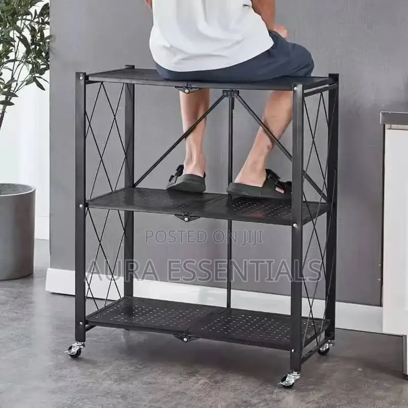 Kitchen Bathroom 5 Layer Folding Storage Metal Rack
