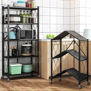 Kitchen Bathroom 5 Layer Folding Storage Metal Rack