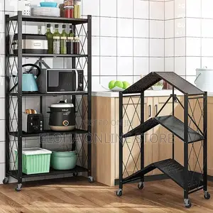 Kitchen, Bathroom 5 Layers Folding Metal Storage Rack