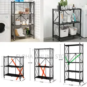Kitchen, Bathroom 5 Layers Folding Metal Storage Rack