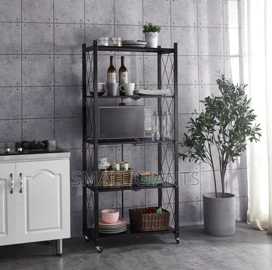 Kitchen Bathroom 5 Layers Folding Metal Storage Rack