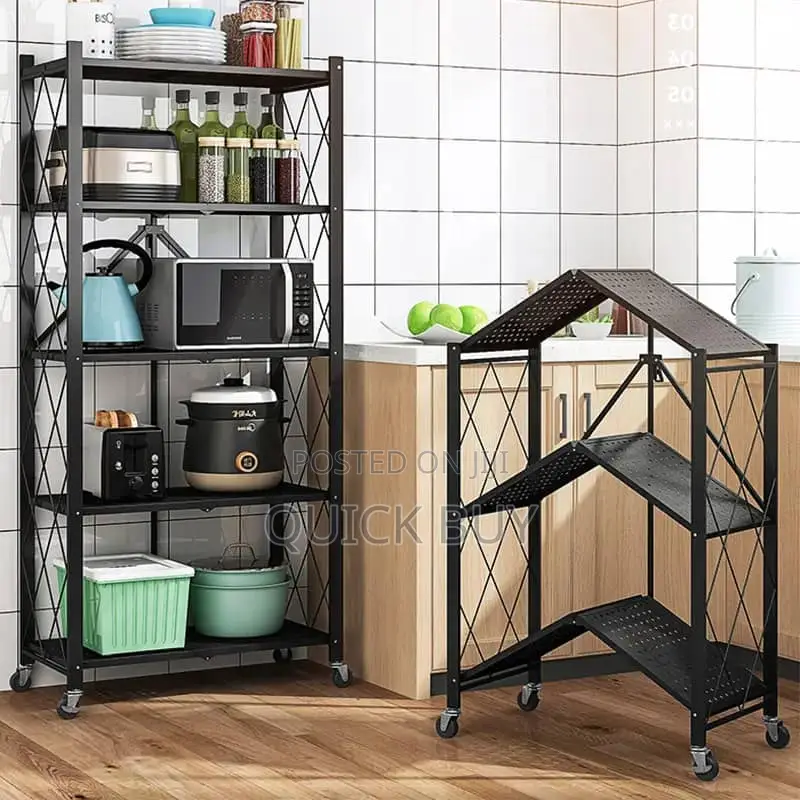 Kitchen Bathroom 5 Layers Folding Metal Storage Rack